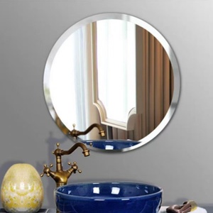 Miroir de salle de bain rond en <span class=keywords><strong>verre</strong></span> doré Art Déco moderne, <span class=keywords><strong>cadre</strong></span> flottant, épaisseur 4 mm, personnalisable, décoration de meubles de salon - Product Image 6