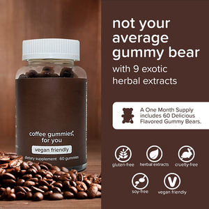 Op Maat Gemaakte Kruidenextract Doordrenkte Taurine Guarana L-Theanine Salidroside Vitamine B-6 Koffie Gummies Kalmeringssupplement - Product Image 2