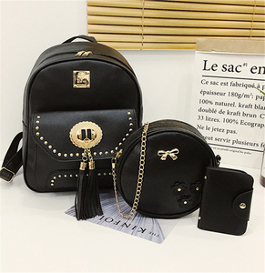 Conjunto de 3 piezas de mochila de cuero sintético para mujer, conjunto de mochila personalizada de moda, venta al por mayor, precio barato - Product Image 4