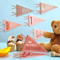 Vente en gros de bannières sérigraphiées pour décoration de fête d'anniversaire de bébé, drapeaux vierges personnalisés en feutre de laine et polyester, avec fanions
