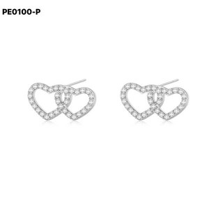 Pendientes Amy Amy con forma de corazón y circonita para mujer, joyería romántica para uso diario PE0100 - Product Image 1