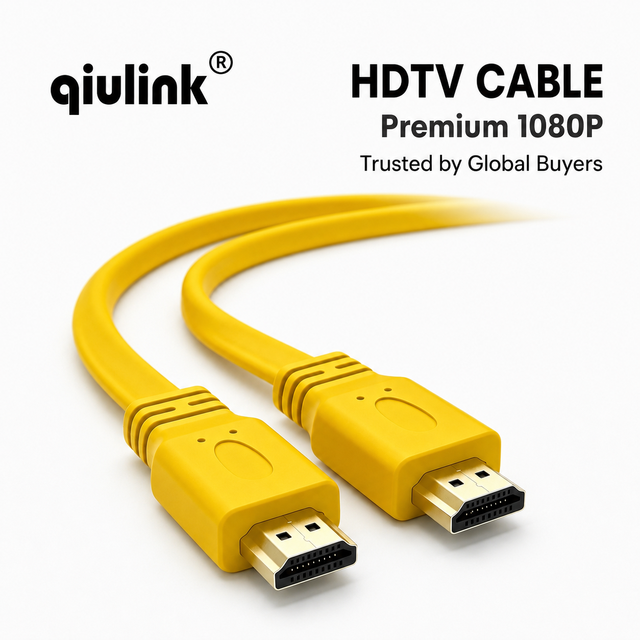 Qiulink Wholesale Flat HDMI 1.4 Cable Bulk High Speed Video Cord OEM Custom Length Package for B2B Importer Distributor