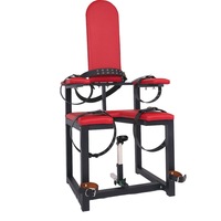 Chaise BDSM d'entraînement, de contrainte et de bondage, accessoire de punition, avec menottes et support pour baguette AV, pour la domination et le jeu de rôle de souveraine