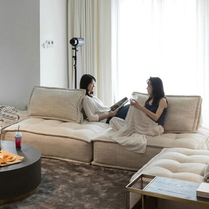 Sofá Modular Combinado de Tela Tecnológica Estilo Nórdico, Tipo Bloque de Tofu, para Balcón, Dormitorio y Sala de Estar Pequeña, de Diseño Relajado - Product Image 2