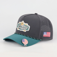 Casquettes de golf et casquettes de baseball de haute qualité en PVC perforé imperméable, directement de l'usine, avec détails en corde, personnalisables (OEM)