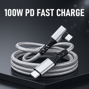 Cable USB-C LUNGKAY de 100W y 20Gbps, con Ángulo Recto de 90 Grados, Cable de Datos y Video 4K con Chip E-marker, OEM/ODM, Nylon Trenzado Resistente - Product Image 2