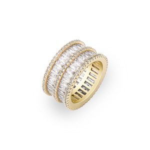 Bague pour homme style Hip Hop, micro-pavée, double rangée de diamants CZ incrustés, bijou bling-bling style punk et rappeur pour homme - Product Image 2
