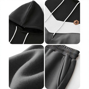 Chándal con Capucha para Hombre, Color Sólido, Manga Larga, Informal, para Invierno, con Bolsillos Laterales, Cierre con Cordón, Corte Regular, 100% Algodón, Ligero - Product Image 5