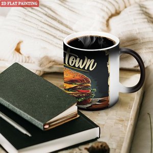 Tasse Magique Noire Givrée 11oz en Céramique Thermosensible pour Sublimation – Meilleur Design Burger de la Ville - Product Image 6