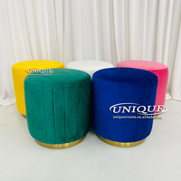 Pouf moderne de luxe pour l'intérieur de la maison et de l'hôtel avec siège rembourré en velours et tabouret de rangement à base de métal pour la chambre à coucher