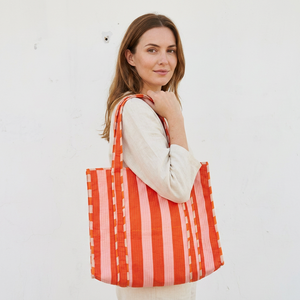 Bolsa de Mano de Tela de Algodón de Color Naranja Sólido, Forro de Lona, Diseño Bohemio Elegante, Cierre de Cremallera, Espaciosa, Ligera, Acolchada - Product Image 1