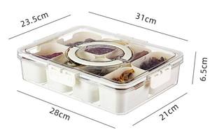 Caja de almacenamiento de aperitivos sellada de diseño propio de cocina con divisor Bandeja de verduras para servir dividida de plástico con tapa - Product Image 2