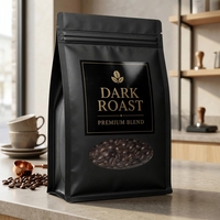Sachet refermable personnalisé avec fenêtre pour l'emballage de café torréfié foncé en grains entiers, mélange premium
