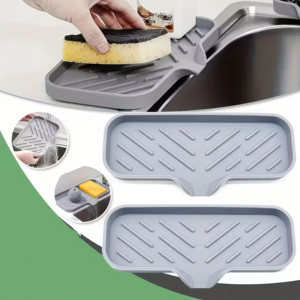 Self Draining Soap Bar Holder Silicone <b>Kitchen</b> Soap Dish Sponge Tray Counter <b>Caddy</b> Organizer for Dish Soap Dispenser - Product Image 4
