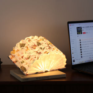 Lampe de lecture pliable créative, décorations de Noël, dessin en bois, contrôle tactile, recharge USB, blanc chaud, batterie - Product Image 2