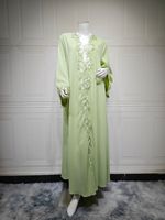 Prêt à expédier : Robes Kimono Abaya en dentelle florale, faites à la main, vente en gros, style turc islamique, cardigan pour femme, longueur au sol, manches longues