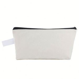 Sac à maquillage en toile avec fermeture éclair OEM, pochette cosmétique en coton, trousse à crayons, impression de logo personnalisée, vente en gros - Product Image 1