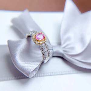 Fabrika kaynağı 925 ayar gümüş Minimalist nişan <span class=keywords><strong>Promise</strong></span> yüzükler kadınlar için doğal pembe safir Oval kesim düğün için - Product Image 3