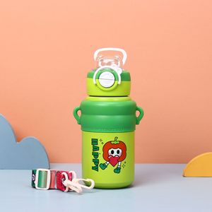 Dễ thương của trẻ em Cốc cách nhiệt lớn bụng rơm 316 cấp thực phẩm thép không gỉ chai nước 550ml Mang trường cốc - Product Image 6