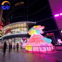 Décoration gonflable personnalisée en forme de cœur volcanique lumineux et coloré, grand modèle Chenghuang pour centres commerciaux et espaces extérieurs