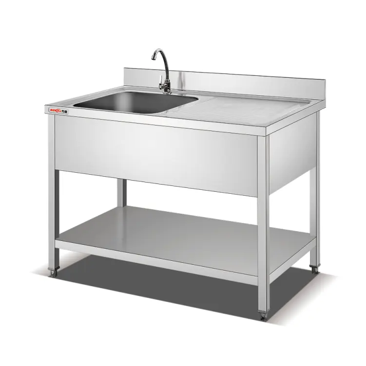 Otel restoran mutfak ekipmanları paslanmaz çelik mutfak lavabosu bae endüstriyel Metal lavabo tezgahı süzgeç hazırlık masa lavabo ile