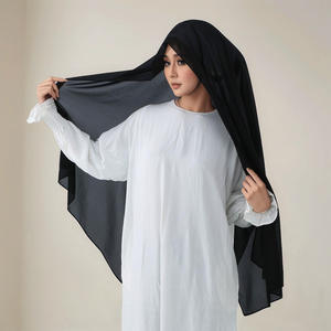 Nouveau foulard prêt-à-porter, <span class=keywords><strong>tuban</strong></span>, long châle, bande élastique, foulards solides, hijab instantané en mousseline, hijab musulman pour femmes avec bretelles - Product Image 2