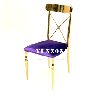Chaise de salle à manger moderne à dossier croisé en acier inoxydable doré tissu de velours <span class=keywords><strong>pour</strong></span> mariages événements <span class=keywords><strong>location</strong></span> SS cadre <span class=keywords><strong>pour</strong></span> salon villas - Product Image 4