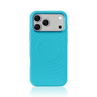 Coque en silicone liquide à motif ondulé de haute qualité pour iPhone 18 Pro Max, anti-traces de doigts, avec cadre métallique pour l'appareil photo