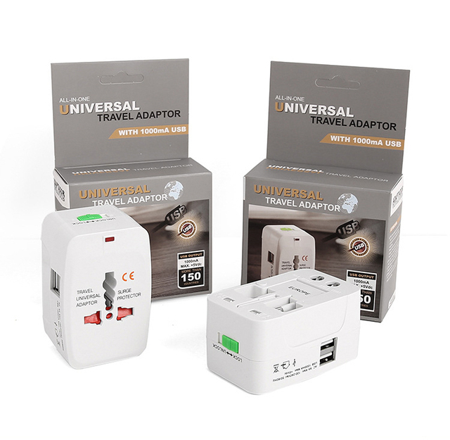 Corporate Gift Universal Travel Adapter With Dual Usb Plug Adaptor UK US EU AU Plug Pin Outdoor Portable for Travel