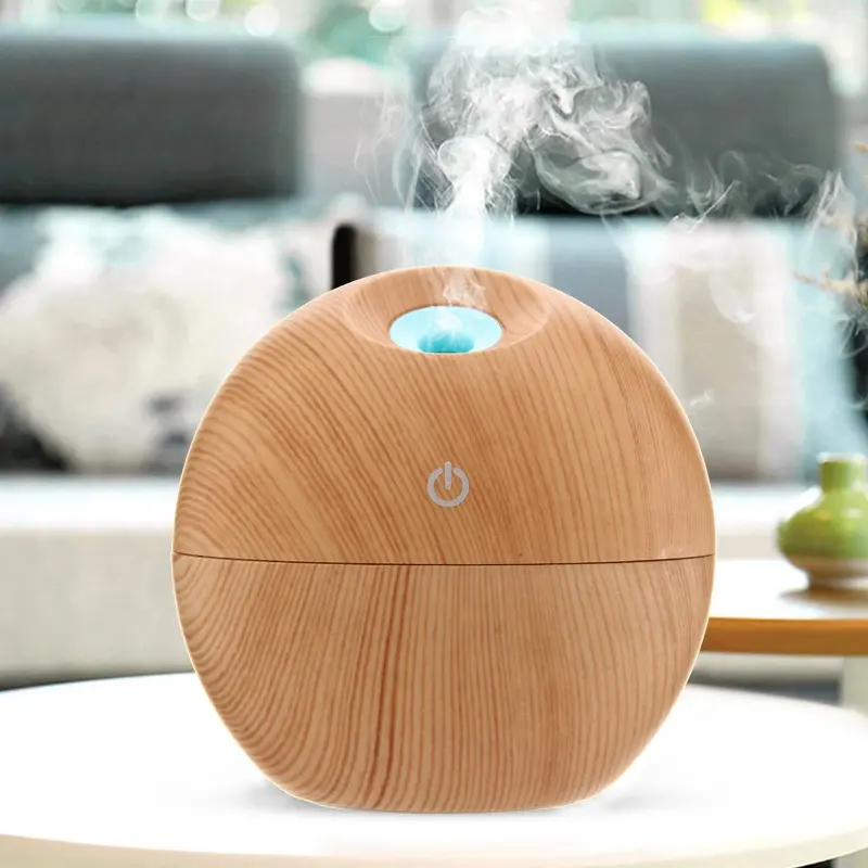 Groothandel Draagbare Essentiële Olie Diffuser Houtnerf Luchtbevochtiger Aroma Diffuser