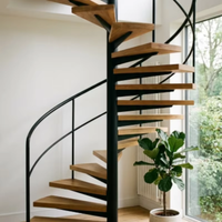 Escalier en colimaçon moderne Anewson, sûr et durable, en acier inoxydable et bois, avec garde-corps en verre/tube/câble, garantie 5 ans, installation facile