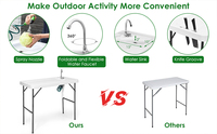 Table de filet portable en plastique pour la pêche en camping avec pulvérisateur