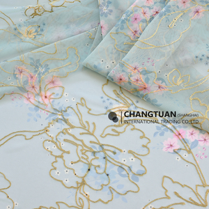 Chất Lượng Cao Vàng Thêu Co Giãn Ren Vải Hoa Net Thêu Vải Phụ Nữ Ăn Mặc Chất Liệu - Product Image 3