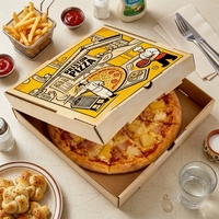 Boîte à pizza en papier kraft personnalisée avec logo, emballage en carton ondulé pour la livraison de pizzas à emporter