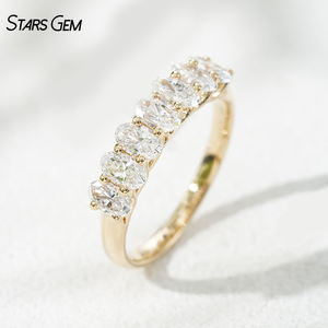 แหวนทองคำแท้ 18k ดีไซน์วงแหวนรูปไข่ 3*5 มม. ประดับเพชรแล็บ ดีไซน์แบบ Eternity Band - Product Image 2