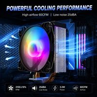 Nouveau design, refroidisseur d'air CPU blanc avec ventilateurs RGB, radiateur de jeu 12V, tour de refroidissement en aluminium pour boîtiers d'ordinateur