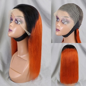 Perruque africaine courte et lisse, style bob, en <span class=keywords><strong>cheveux</strong></span> humains 1B/350, entièrement tissée à la main - Product Image 3