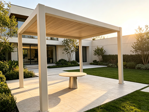 Pergola rectangulaire moderne en aluminium blanc, revêtement poudré, pour jardin extérieur, avec toit rétractable - Product Image 2