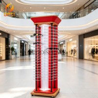 Custom Rotating Eyeglasses Display Stand, Acrylic Sunglasses Holder Floor Rack with Wheels for Optical Shop Retail