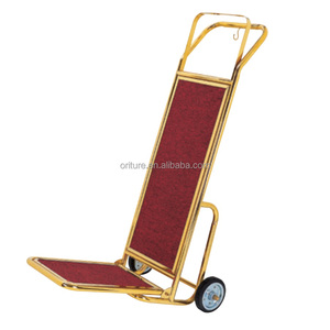 Équipement d'hôtel deux roues Golden Lobby <span class=keywords><strong>Cage</strong></span> à oiseaux chariot à bagages fournitures d'accueil chariot à bagages camion à main - Product Image 3