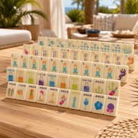 Jeu de Mahjong américain à thème valise de voyage, tuiles en acrylique blanc ivoire, portable, résistant à l'eau, pour 4 joueurs, en stock