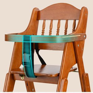 Trona de madera maciza para bebés, ajustable en altura, plegable, con bandeja y cinturón de seguridad para bebés de 0 a 12 meses - Product Image 3