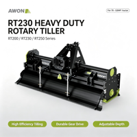AWON RT250 Rotocultivador con Placa de Profundidad Ajustable, Arado Lateral, Rotura Rápida del Suelo, 6 Cuchillas por Disco, Cultivo de 2500mm de Ancho