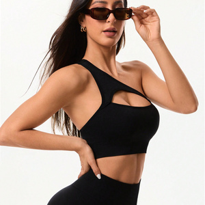 <span class=keywords><strong>Top</strong></span> Deportivo Corto para Mujer, Ligero, Transpirable, Ecológico, Sin Costuras, Acolchado, de un Solo Hombro, para Gimnasio, Spandex/<span class=keywords><strong>Nylon</strong></span> - Product Image 4