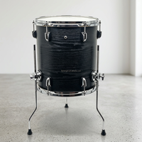 Tambour électronique de batterie E Floor Tom de 14/16 pouces en bois noir, double zone, avec peau en maille 3 couches et jante, et plaque de déclenchement