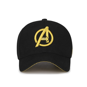 Avengers Black Baseball Cap With Gold Logo Unisex Cotton Spring Summer Sun Protection Hat - Product Image 1