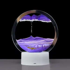 LED quicksand painting hourglass art unique decorative sand painting night light bedroom decoration glass hourglass table lamp