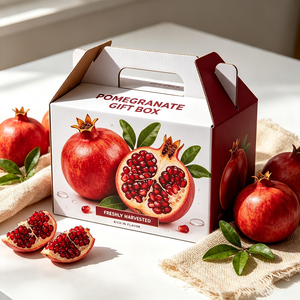 Boîte Cadeau en Papier pour Grenades Fraîchement Récoltées avec Logo Personnalisé et Conception Gratuite, Riches en Saveur, Pépins Juteux, Emballage Réaliste - Product Image 1