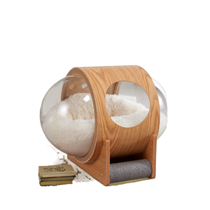 All Seasons Indoor Massivholz Haustier Möbel Raum Kapsel Katzen bett mit transparentem Design Komfortable Leder Kätzchen Hunde haus - Product Image 2