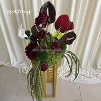 Burgunderrot und Grün Blumenarrangement Blumen-Tischdekoration Künstliche Seide Grüne Hortensien-Blumenkugel mit Hängenden Amaranthen